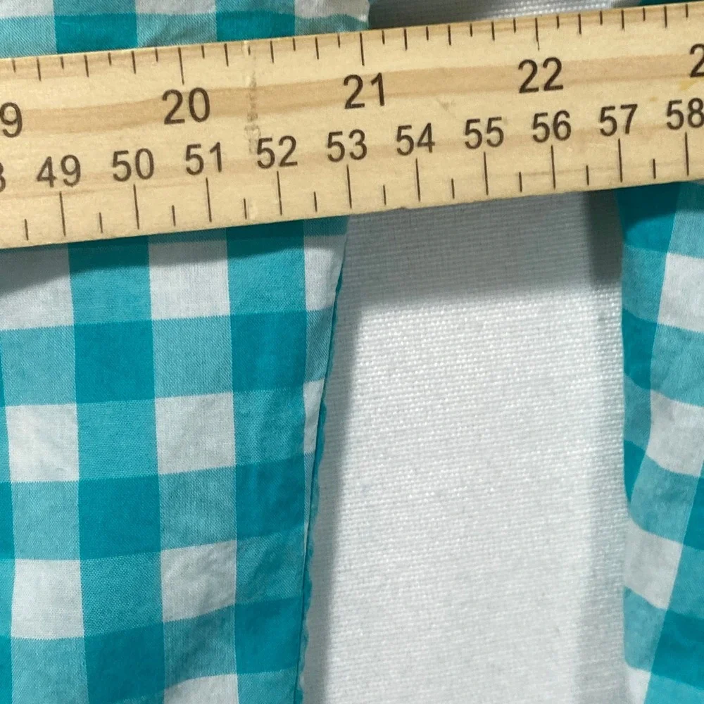 BONOBOS Slim Fit Long Sleeve Men M Long Turquoise Gingham Button Down Shirt - Picture 8 of 9